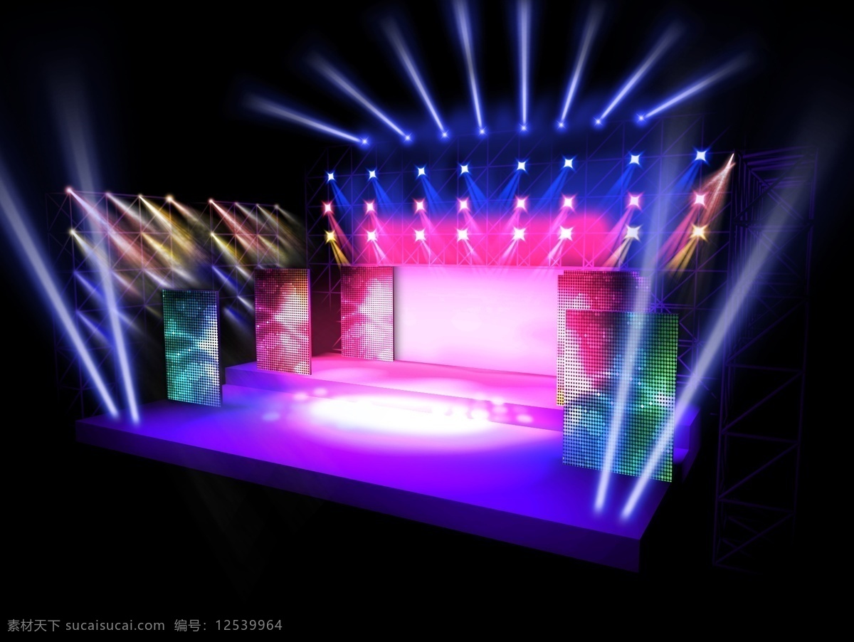炫彩 舞台 工装 效果图 3d 灯光 大气 紫色 炫彩舞台 舞台效果图 工装效果图