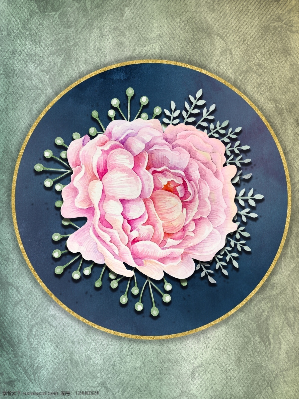 复古 手绘 水彩 花朵 立体 创意 装饰画 玫瑰花 做旧