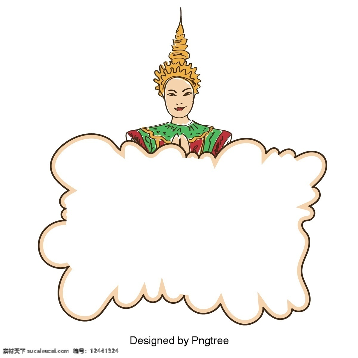 卡通 泰国 文本 框 花纹 纹理 风格 铺 模式 人物 文化