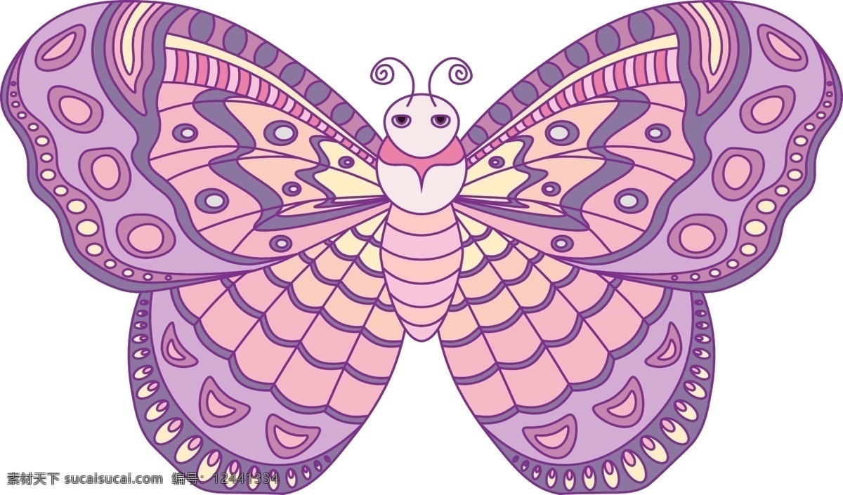 线性 视界 粉色 紫色 春天 蝴蝶 矢量 粉红 卡通 昆虫 花纹 翅膀