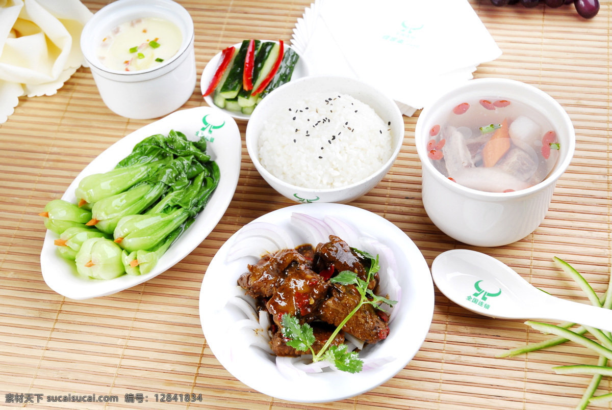 煲汤 餐饮美食 传统美食 米饭 排骨 青菜 套餐 豆豉排骨饭 中式 小菜 豆豉 炖蛋 中式套餐 psd源文件 餐饮素材