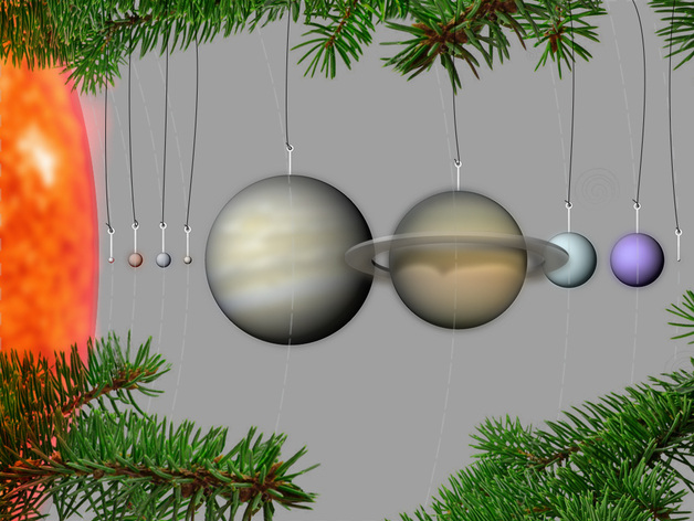 我们的行星 空间 圣诞节 饰品 树 太阳系 行星 3d打印模型 建筑结构模型 挂 makerbotornaments 规模