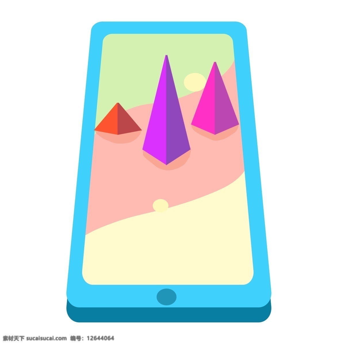 d 扁平化 立体 图表 2.5d图表 扁平化图表 立体图表 蓝色的手机 创意图表 三角形图表 图表插画