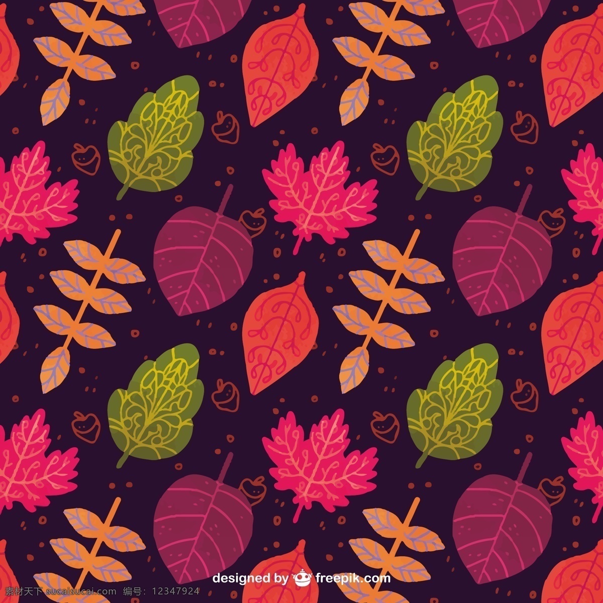 五颜六色 树叶 秋天 模式 背景 图案 手 自然 叶 秋 手画 森林 色彩 装饰 色彩的背景 马赛克 无缝图案 自然背景 无缝