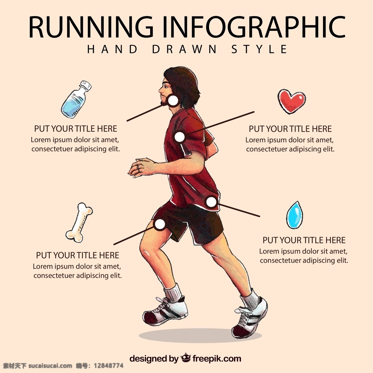 跑步 男子 信息 图 爱心 骨头 信息图 源文件 矢量 高清图片