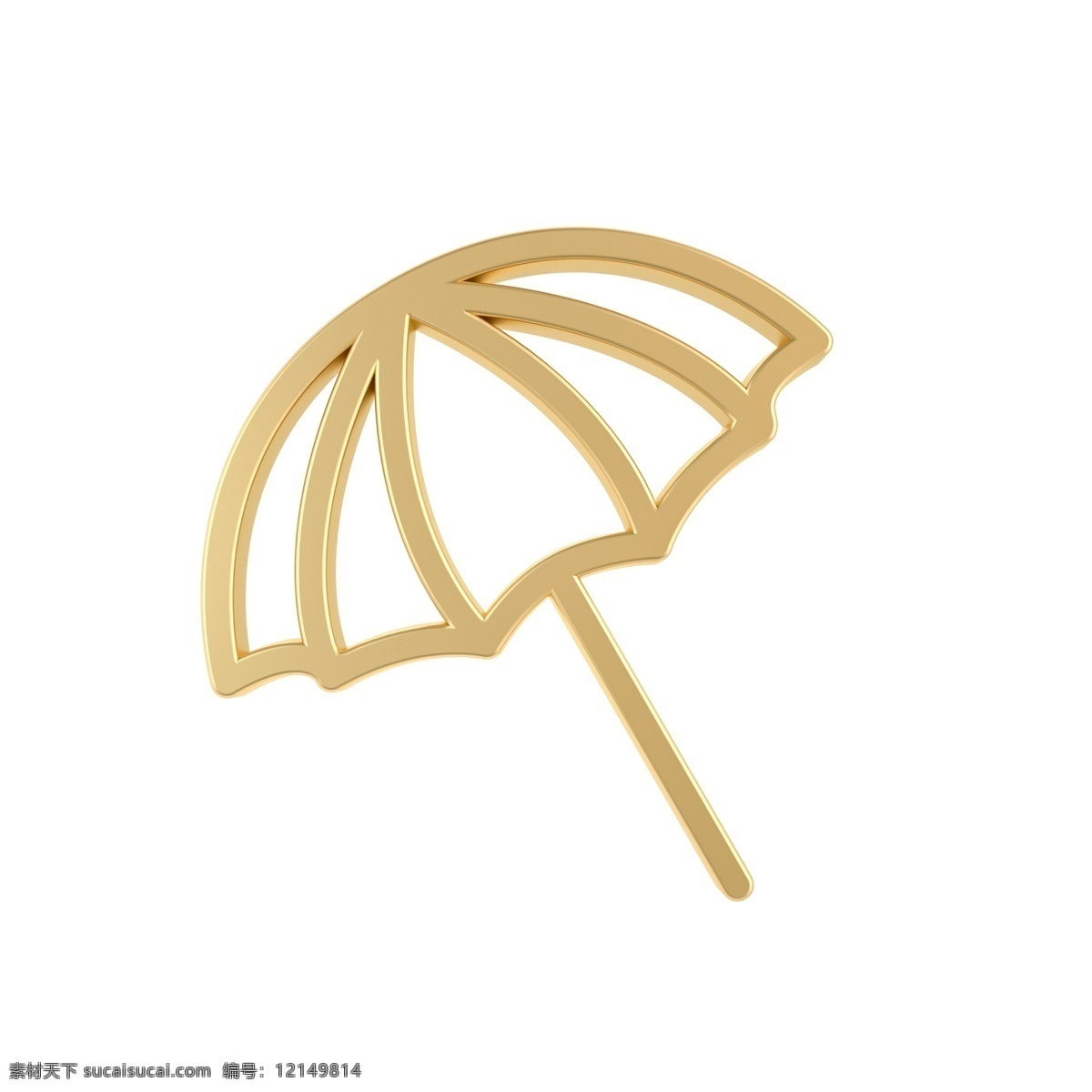 金属 质感 夏日 遮阳伞 图标 黄金 金属质感 夏季冰饮 立体