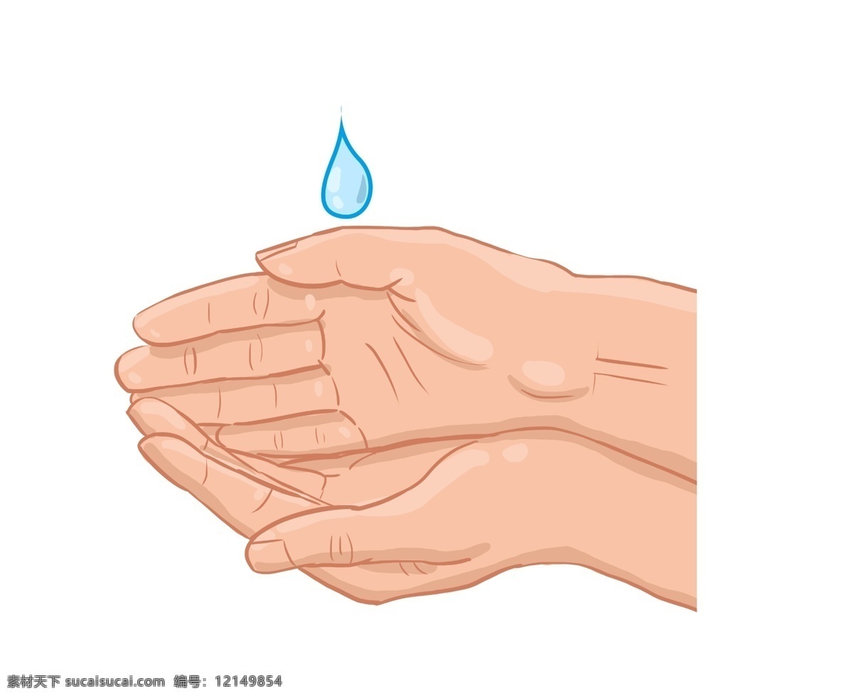 卡通 蓝色 水滴 插图 一滴水滴 蓝色水滴 掉落的水滴 手接水滴 爱护水资源 保护水资源 节约用水 卡通插图