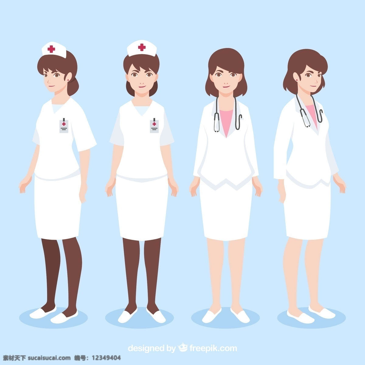 款 创意 白衣 女 医务 人物 矢量 医生 护士 医院 女子 医务人员 动漫动画 动漫人物