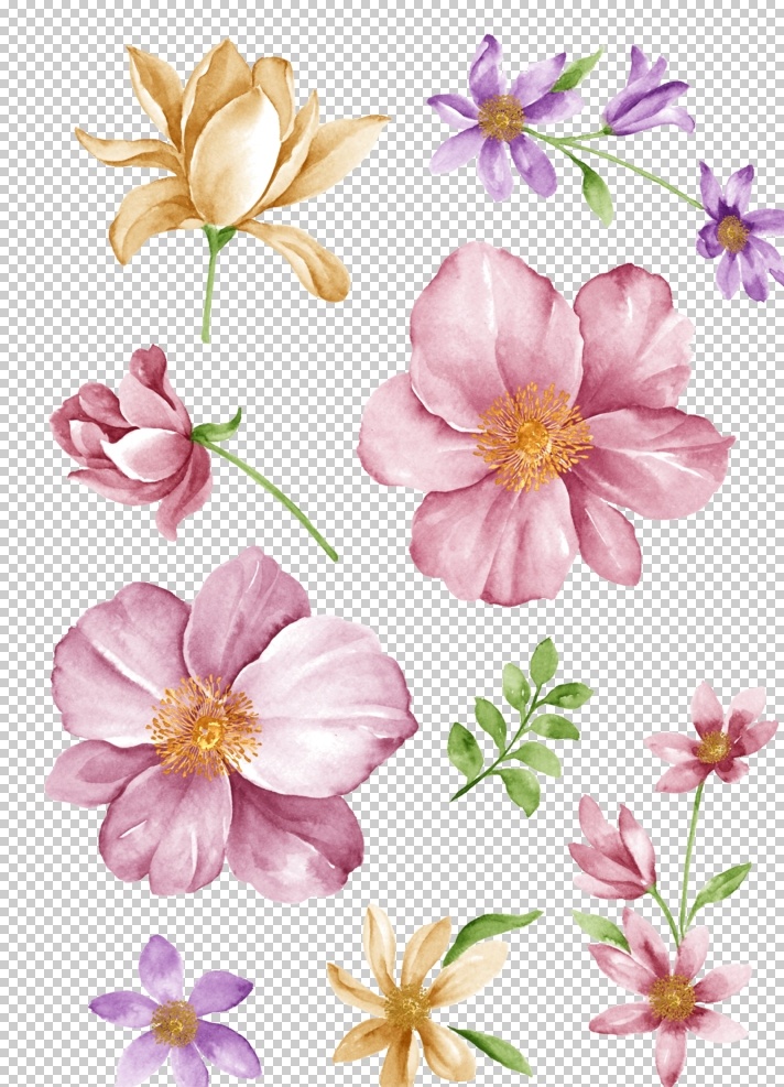 手绘花图片 手绘花 花卉 水彩花 印花 数码印花