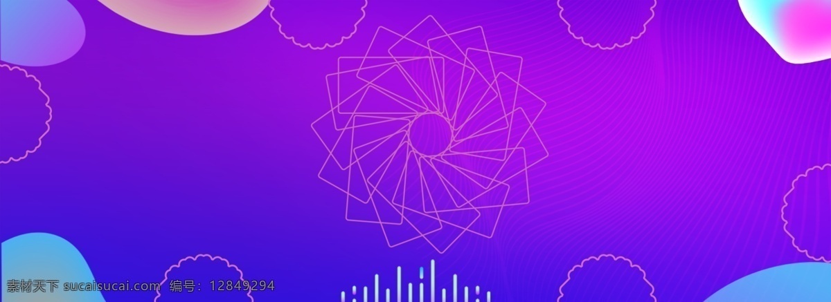 蓝紫色 电商 背景 模板 蓝色 紫色 圆形 花形 banner