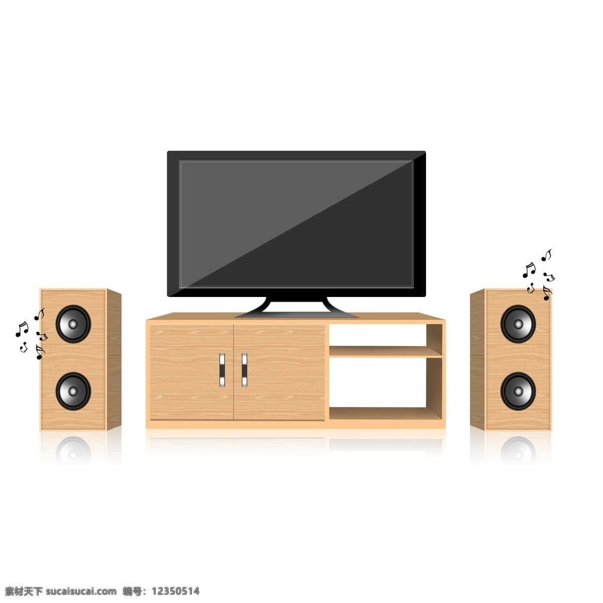 生活用品 电视 音响 设备 效果 图案 音箱 桌子 木桌子 家居设备
