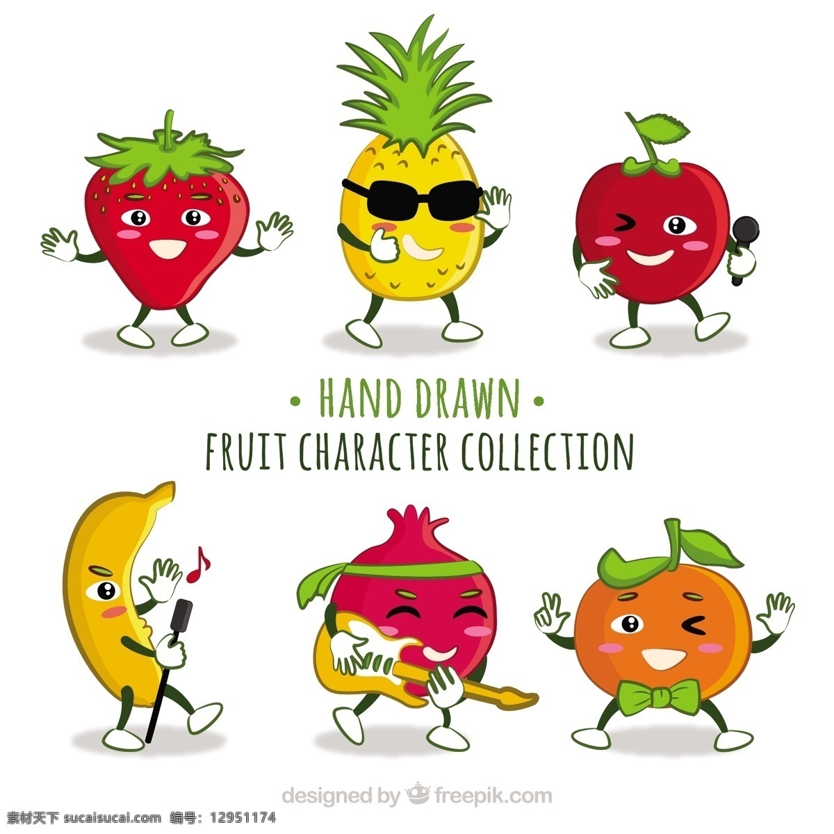 收集 有趣 水果 字符 采购产品食物 手 夏天 手绘 橙子 热带 饮料 绘画 天然 香蕉 健康 草莓 菠萝 吃 滑稽 健康的食物 饮食 营养