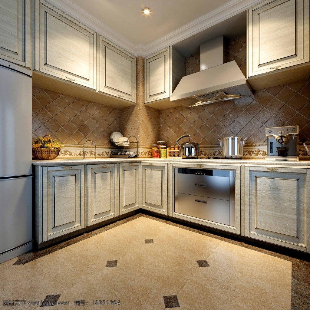 中式 豪华 厨房 装修 效果图 木质条纹柜 做饭