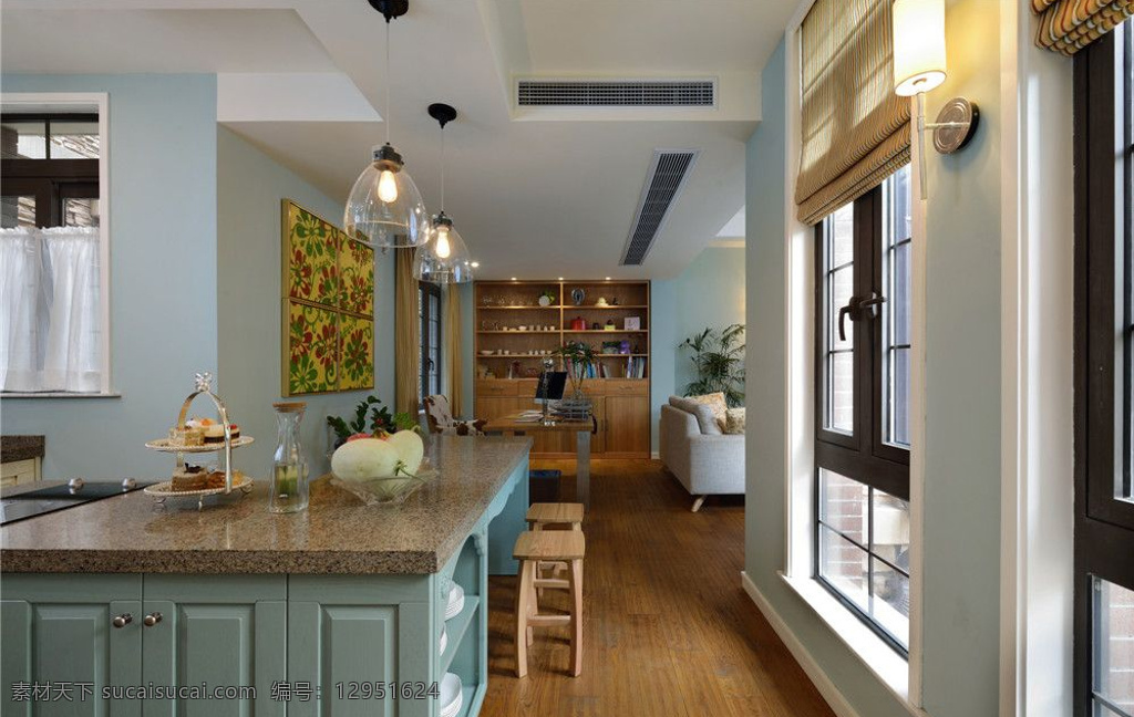 简约 开放式 厨房 木地板 装修 效果图 不规则吊顶 灰色地板砖 灰色墙壁 开放式厨房 木质橱柜 置物柜