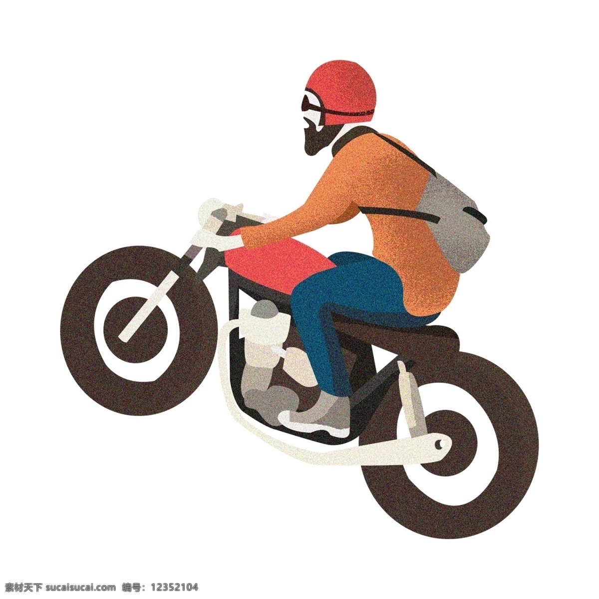 朋 克 骑 摩托车 少年 装饰 元素 装饰元素 手绘 骑行 帽子 背包 朋克