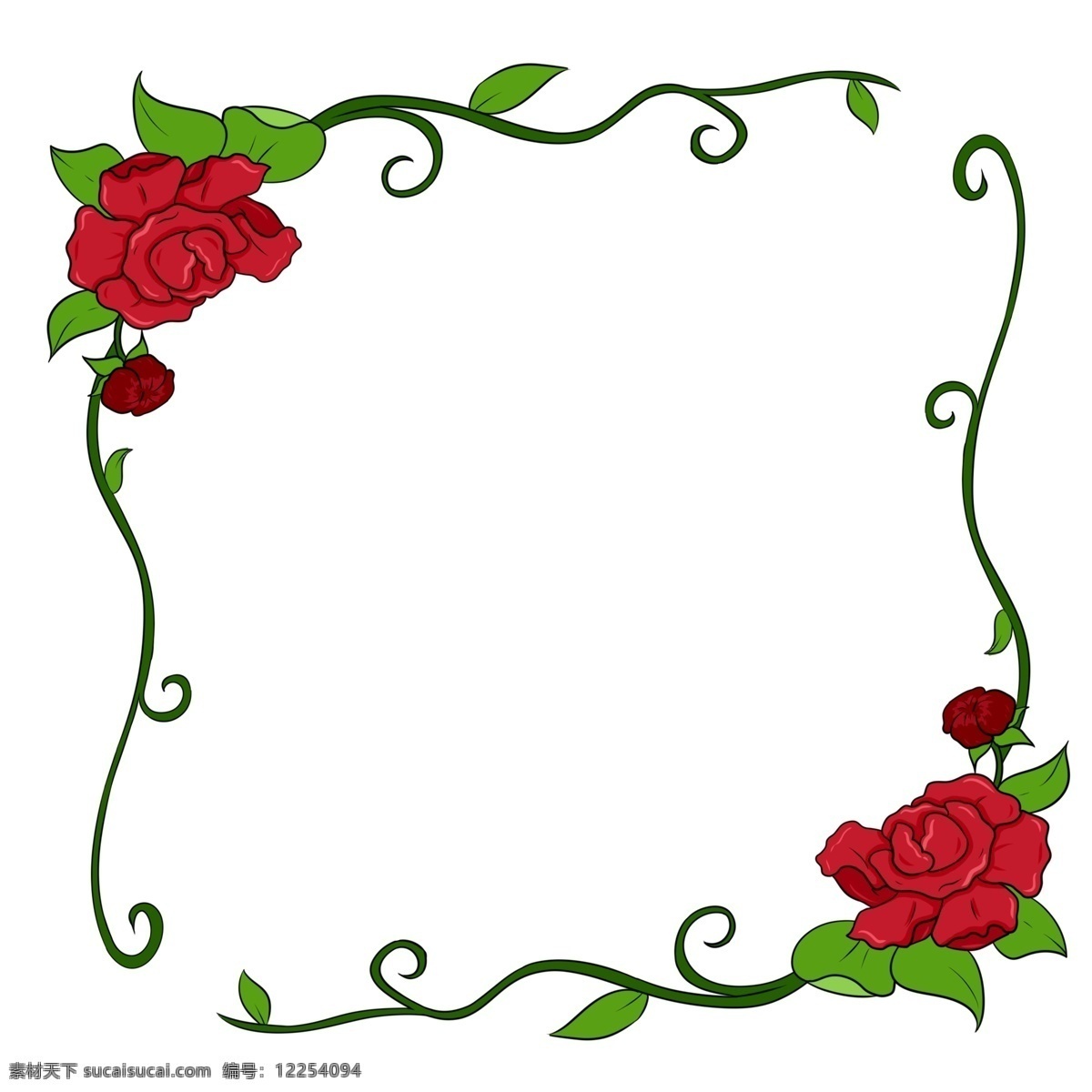 红色 花朵 边框 插画 红色的花朵 相框 框子 照片框 边框插画 卡通插画 框框 框架 绽放的花朵