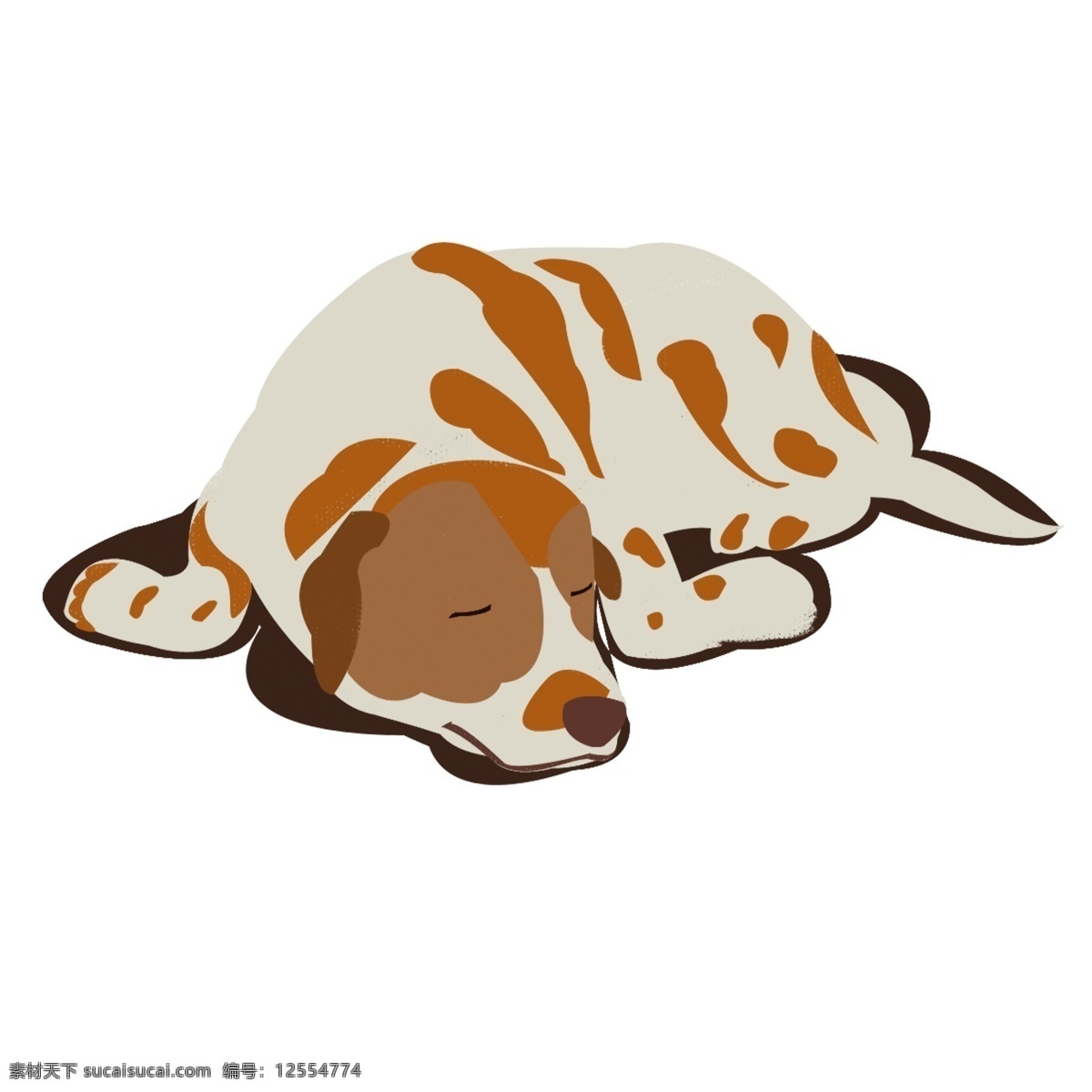 匍匐 睡觉 水彩 咖啡色 斑点狗 原创 元素 小狗 手绘小动物 做梦 原创元素 水彩画风格 咖啡色斑点
