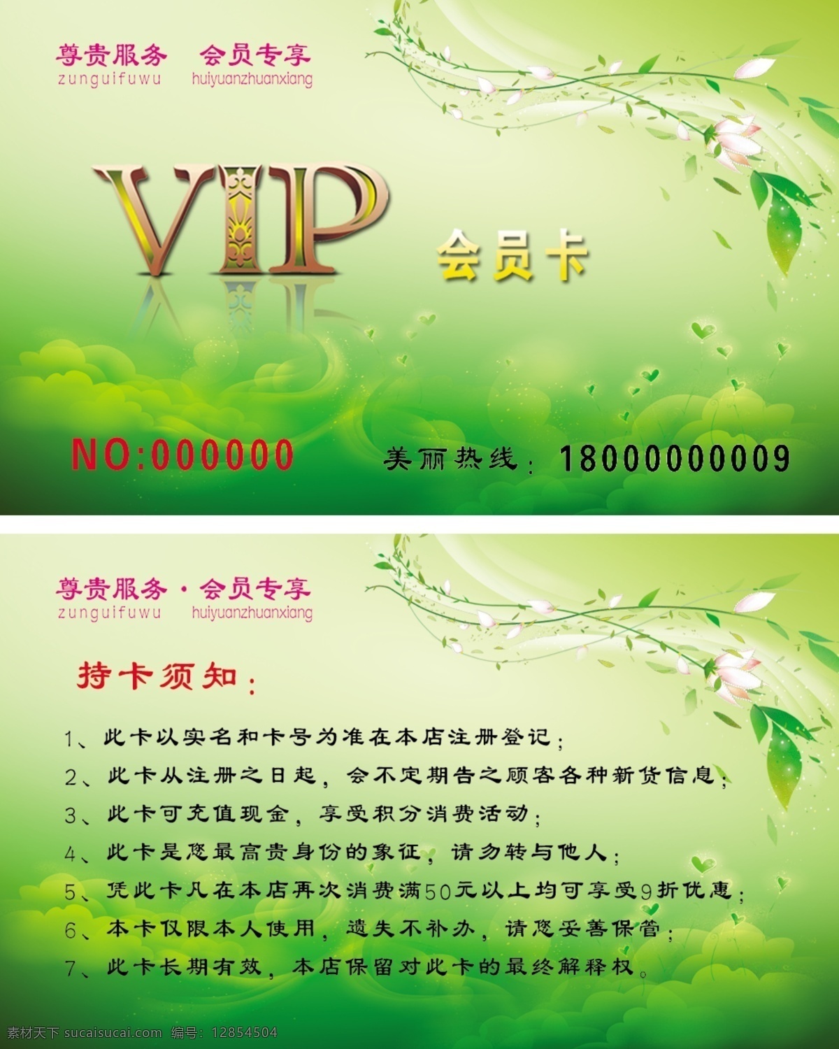 会员卡 vip卡 贵宾卡 花纹 花枝 时尚元素 名片卡片 广告设计模板 源文件