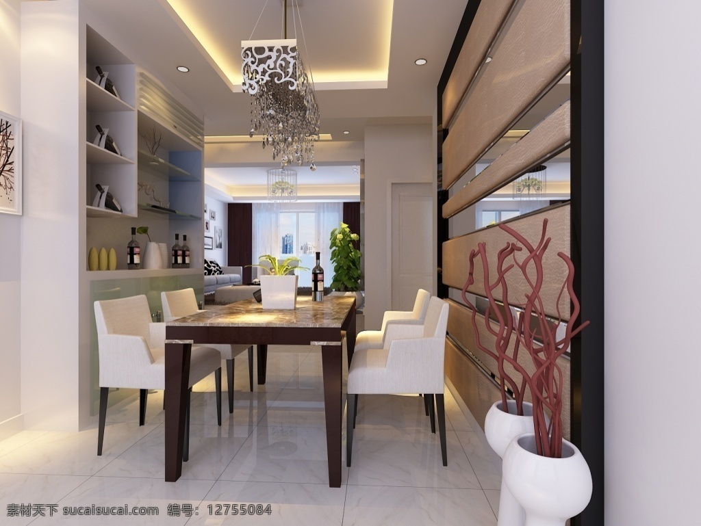 餐厅 3d 模型 3d模型 室内设计 餐厅模型 桌椅组合 max 灰色