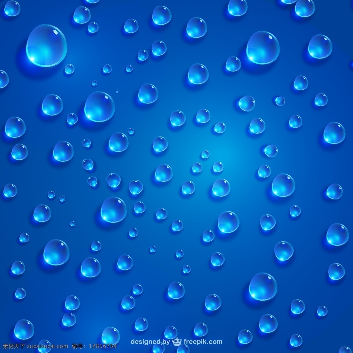 精美水珠 背景矢量 晶莹 水滴 蓝色 透明 雨滴 蓝色背景