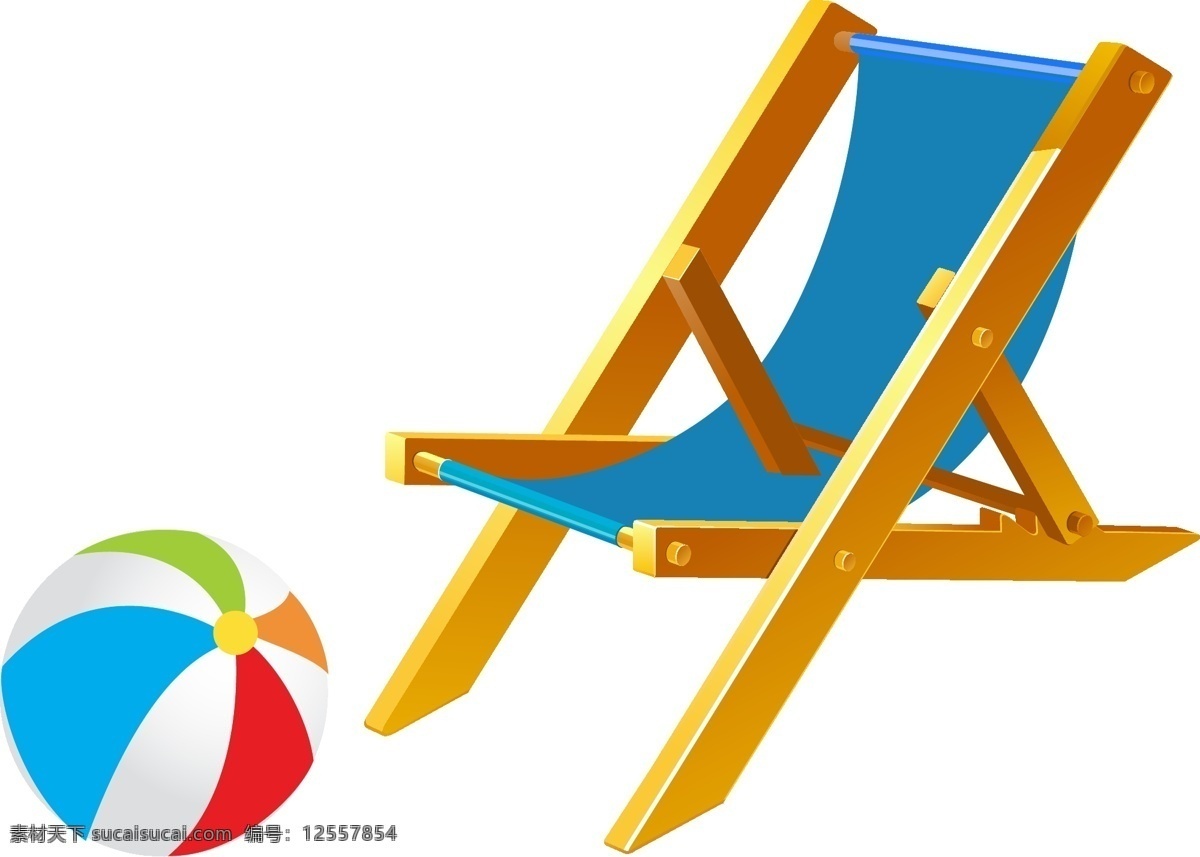 矢量 躺椅 排球 元素 手绘 沙滩 ai元素 免扣元素
