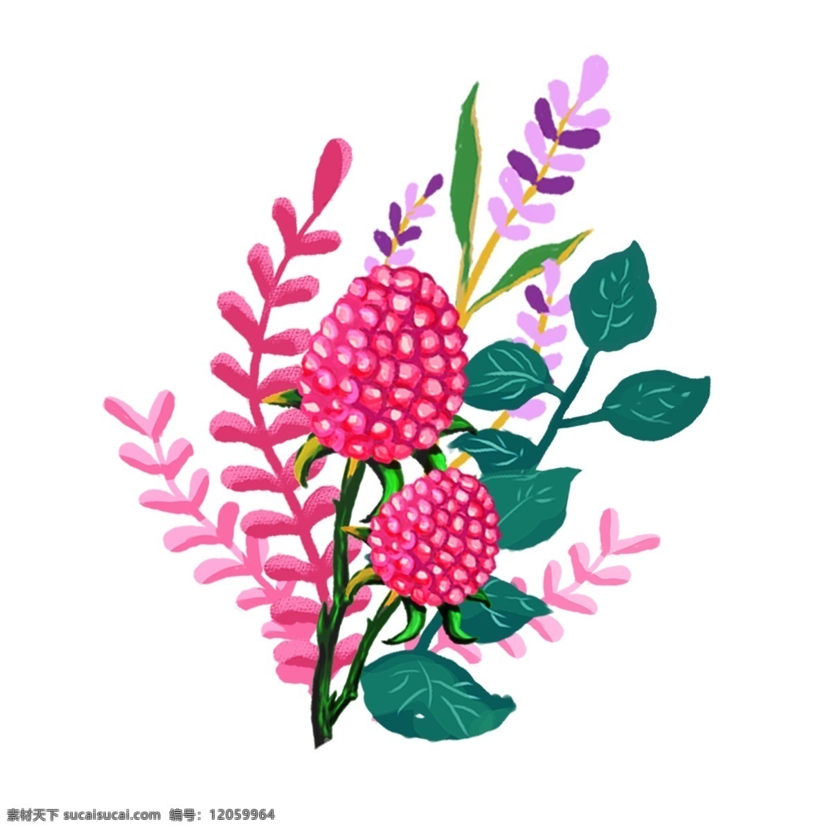 清新 红色 粉色 红 莓 果 绿叶 植物 花束 手绘 植物花束 叶子 花园元素 元素 红莓果 莓果 淡紫色 紫色 花朵 手绘元素 手机配图 文章配图 手机壁纸 壁纸 花