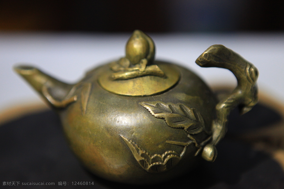 纯铜 仿古 茶壶 摆件 高清 精致 文化艺术 传统文化