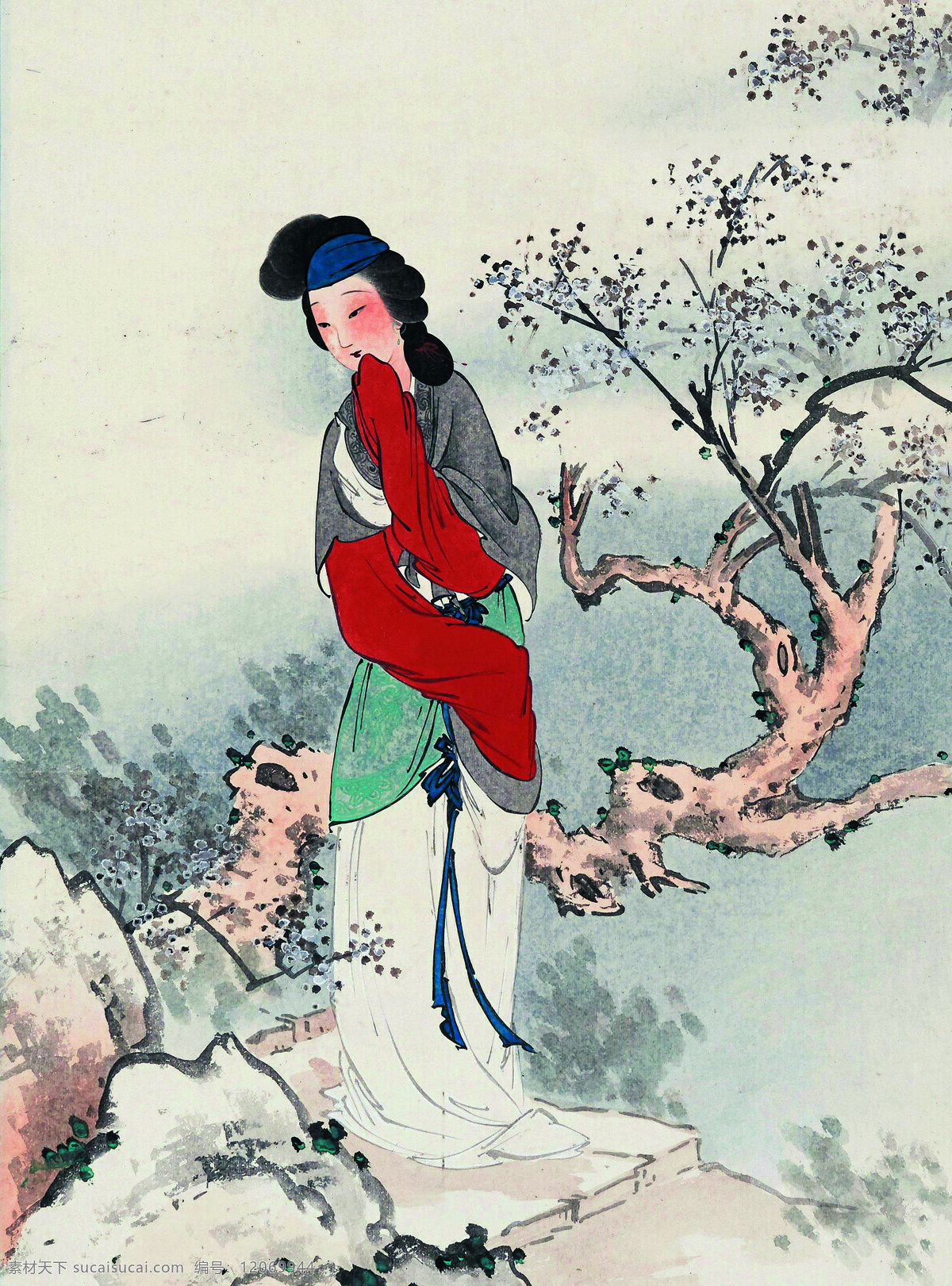 古代仕女图 美术 中国画 人物画 女人 仕女 丽人 庭园 工笔画 国画集125 文化艺术 绘画书法