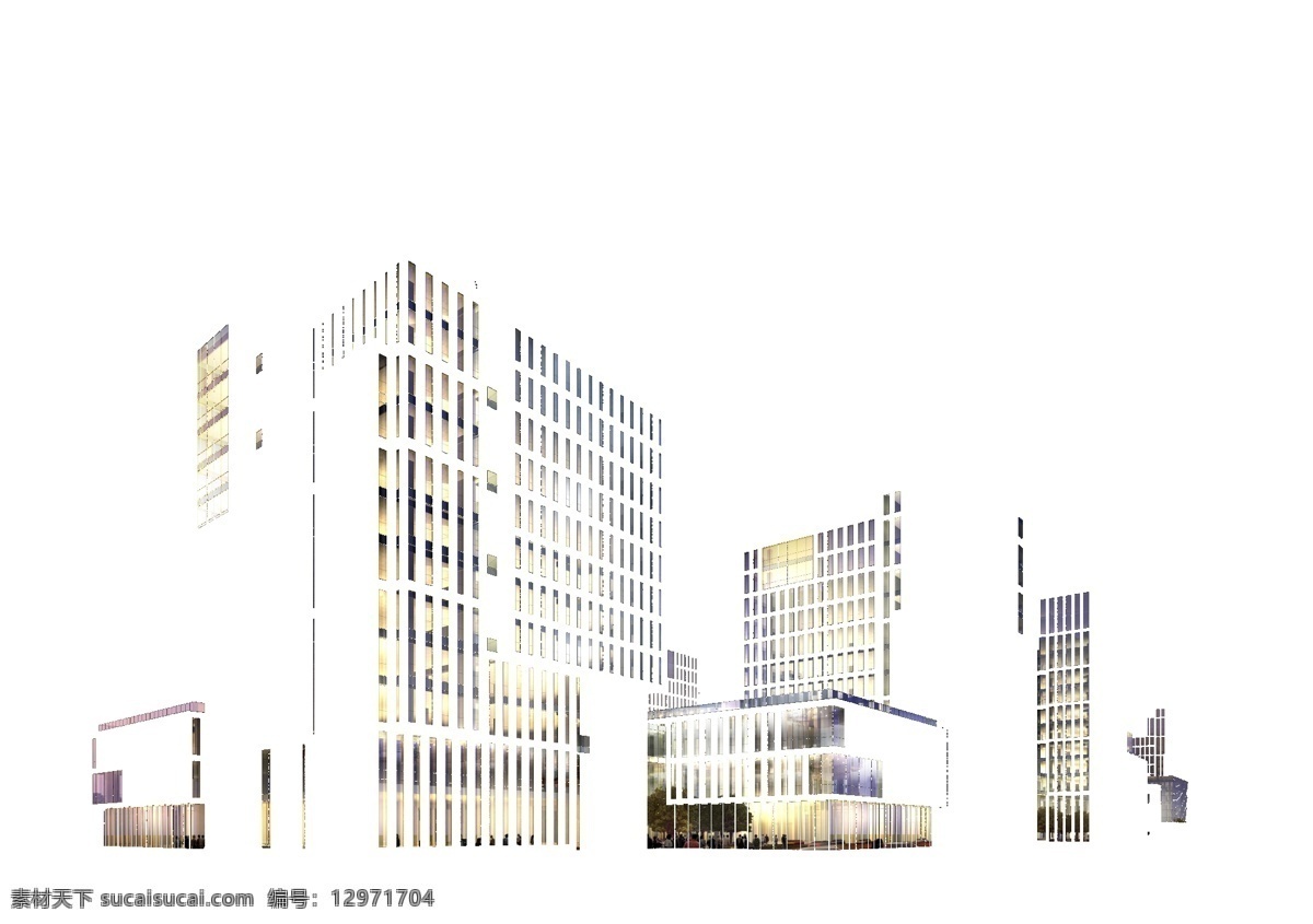 商务楼设计图 建筑效果图 建筑设计 景观园林 景观设计 园林设计 环艺设计 园林景观 环境设计 psd素材 黑色