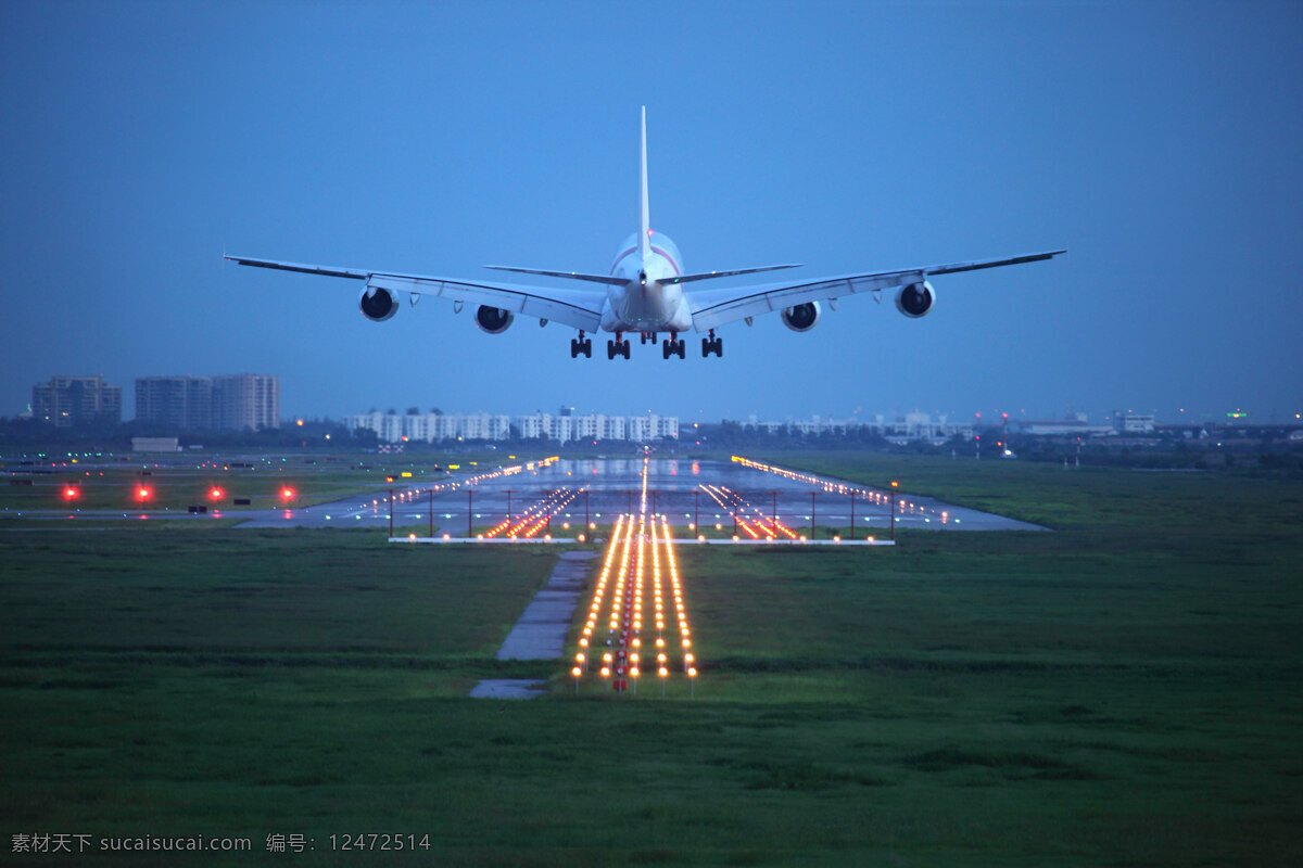 准备 降落 飞机 飞机降落 机场夜景 机场风景 机场摄影 航空 交通工具 其他类别 环境家居