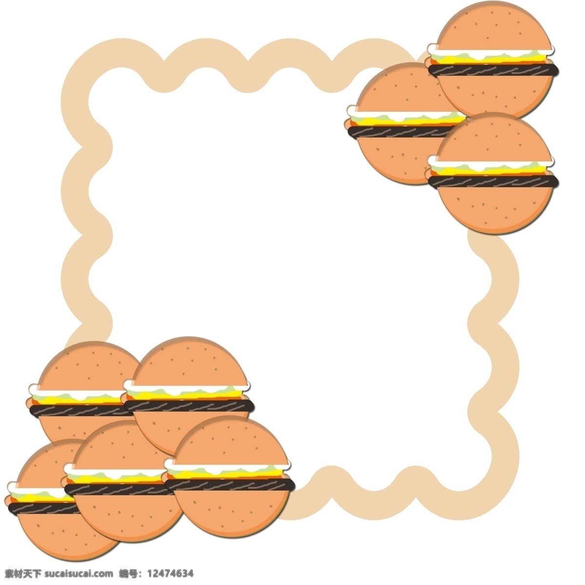 创意 汉堡 装饰 边框 儿童 画板 边框儿童画板 创意汉堡装饰