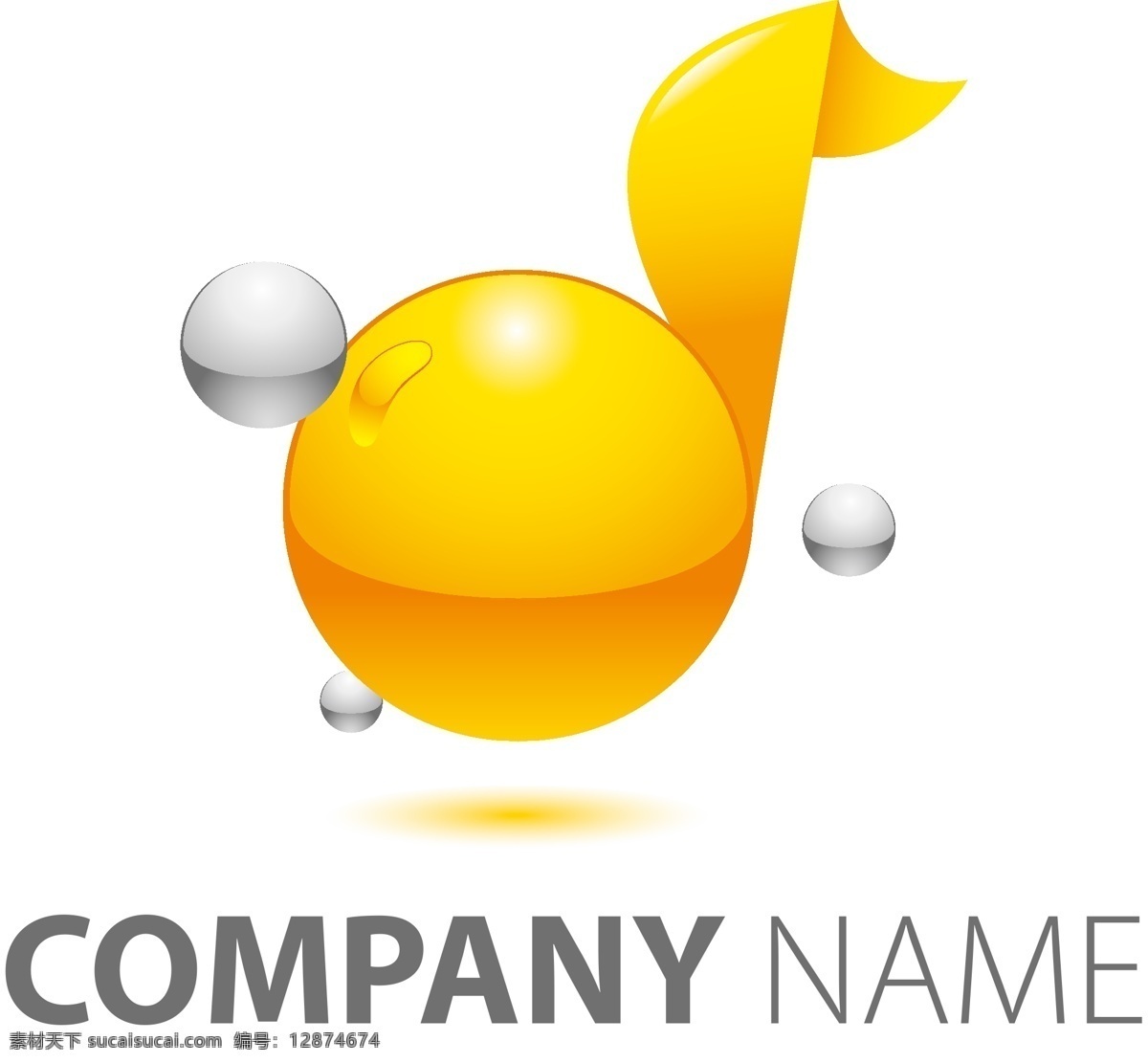 音乐 logo 星球 标志 商务 创意 音符 活力 黄色 金属 公司 商业 质感 欢乐 标识
