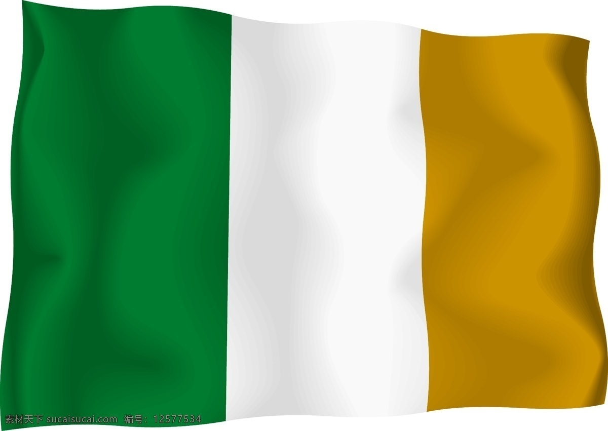 爱尔兰 国旗 矢量 向量 白色