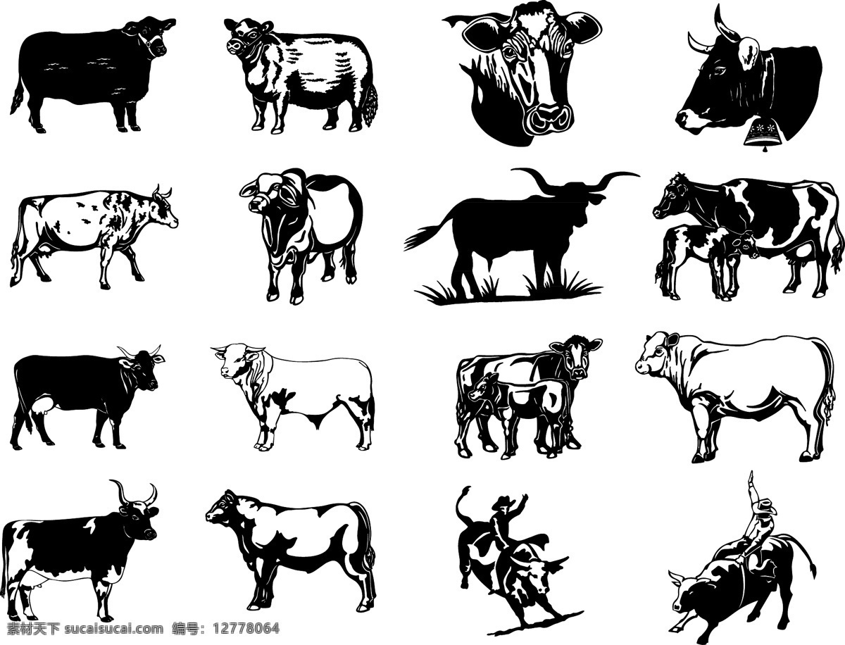 牛 元素 插图 矢量图 大全 牛元素 动物 家畜 牛下载 牛矢量 牛插画 牛手绘 精品素材 生物世界 家禽家畜