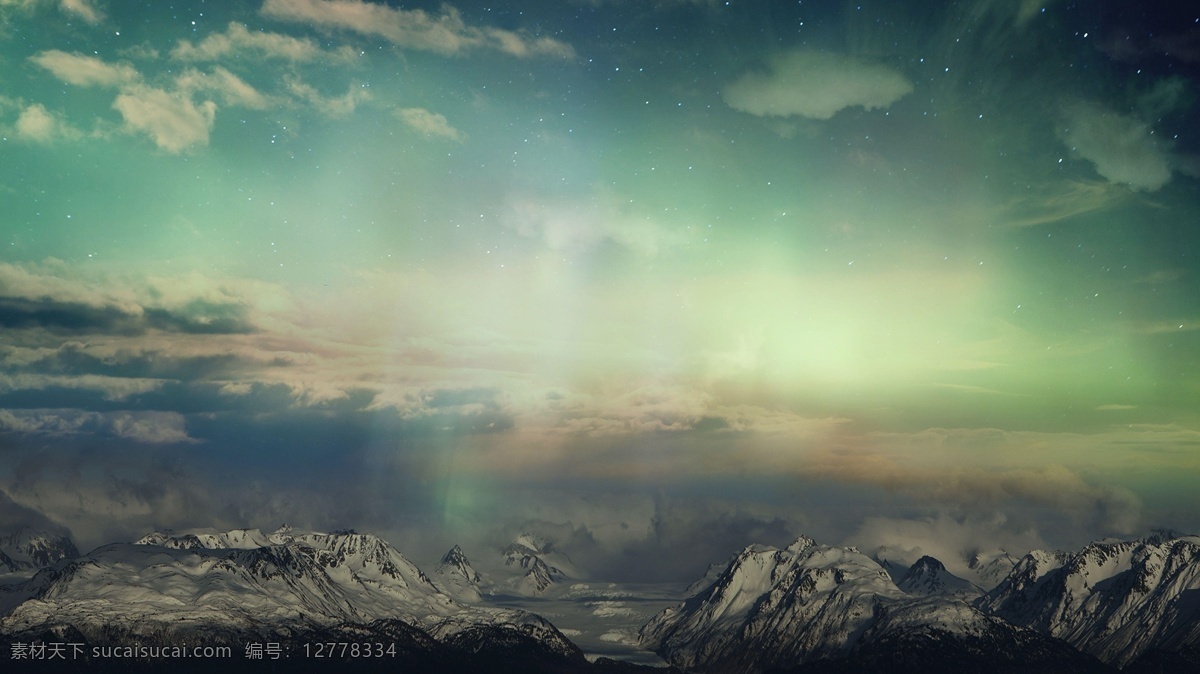 雪山背景 天空 云朵 大山 灰色 暗色 横版 自然景观 自然风景