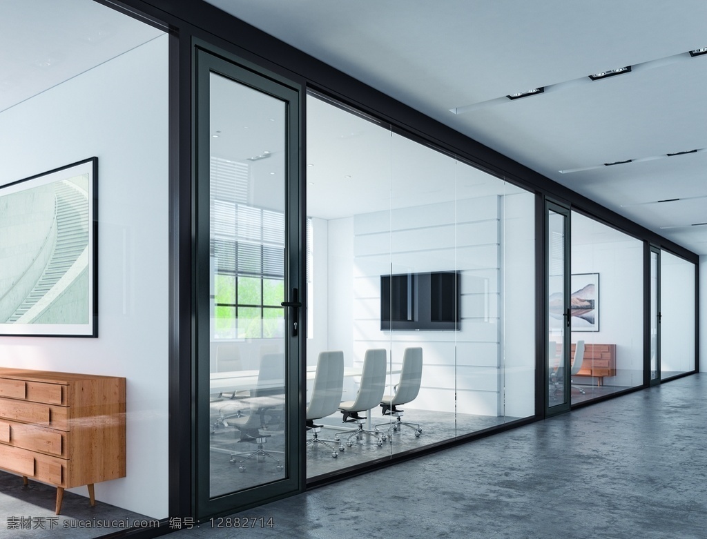 玻璃墙 玻璃隔墙 玻璃门 窗 室内 3d设计 3d作品