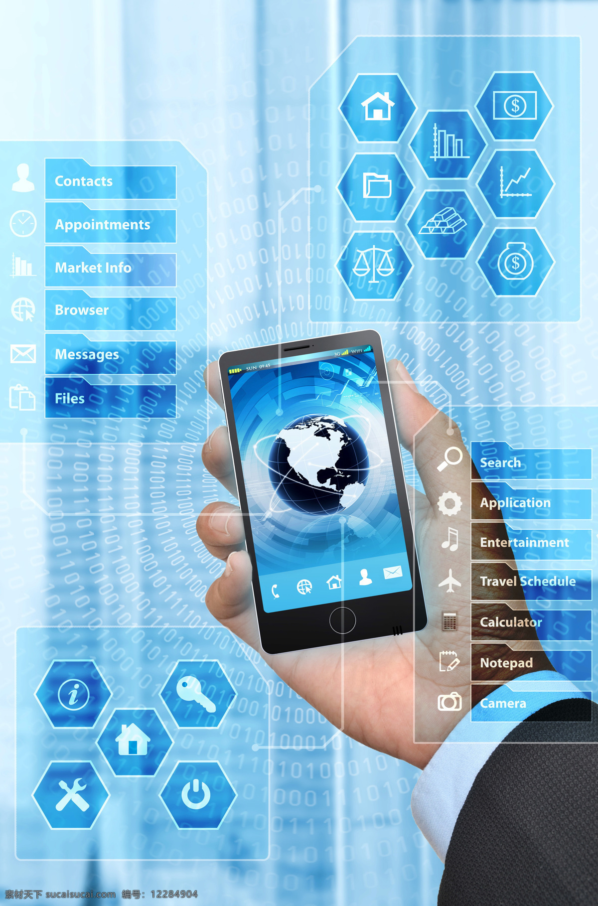 蓝色 图标 手中 触 屏 手机 蓝色图标 男人的手 触屏手机 代码 手机图片 现代科技