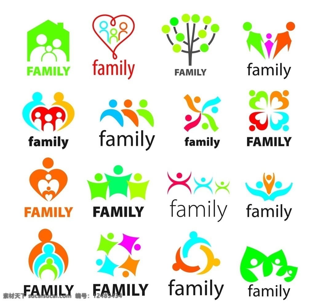 标志设计 树标志 人物标志 关爱家庭标志 爱心标志 团结标志 标志图标 logo logo设计
