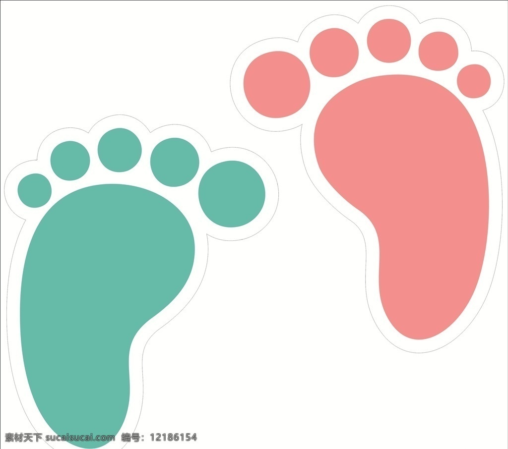 卡通 矢量 脚印 贴 地贴 婴儿 脚丫 卡通设计