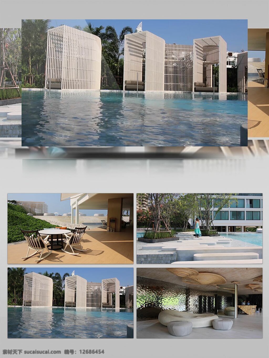 度假 旅游酒店 设施 实拍 大海 游泳池