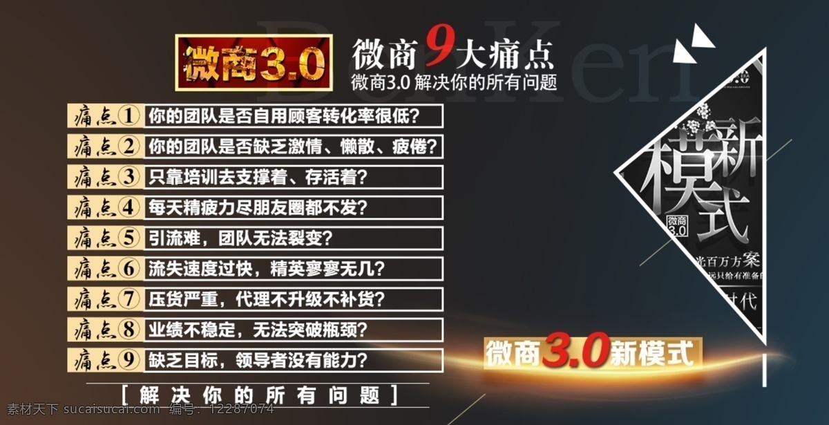 微 商 大 痛点 商业 banner 冰可儿 创意 大气 酷炫 模式图 排版 微商 微信