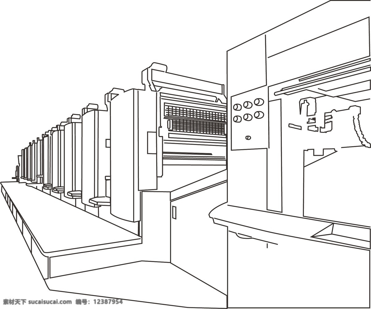 海德堡印刷机 线条 单黑 机器 海德堡 印刷机 矢量素材 其他矢量 矢量