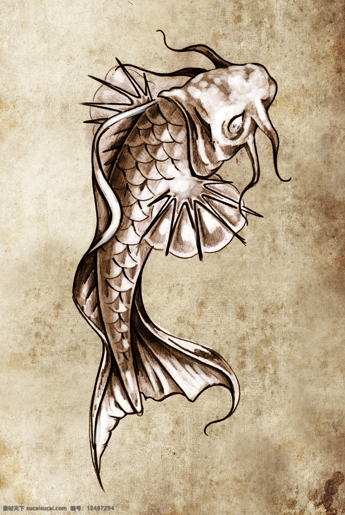 鱼形 纹身 图案 鱼 纹身图案 其他艺术 文化艺术