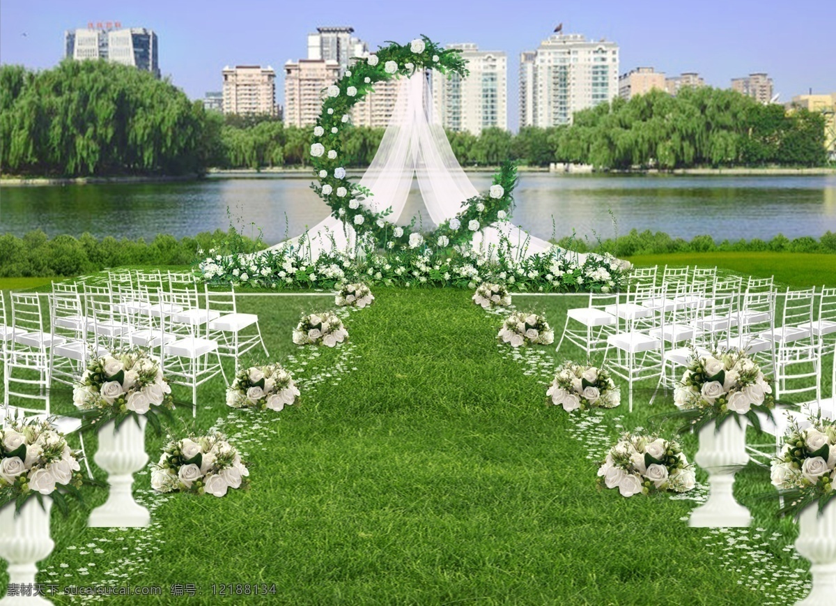 白绿户外婚礼 户外婚礼 白绿婚礼 婚礼 婚礼效果图 效果图 户外婚礼效果 文化艺术 节日庆祝