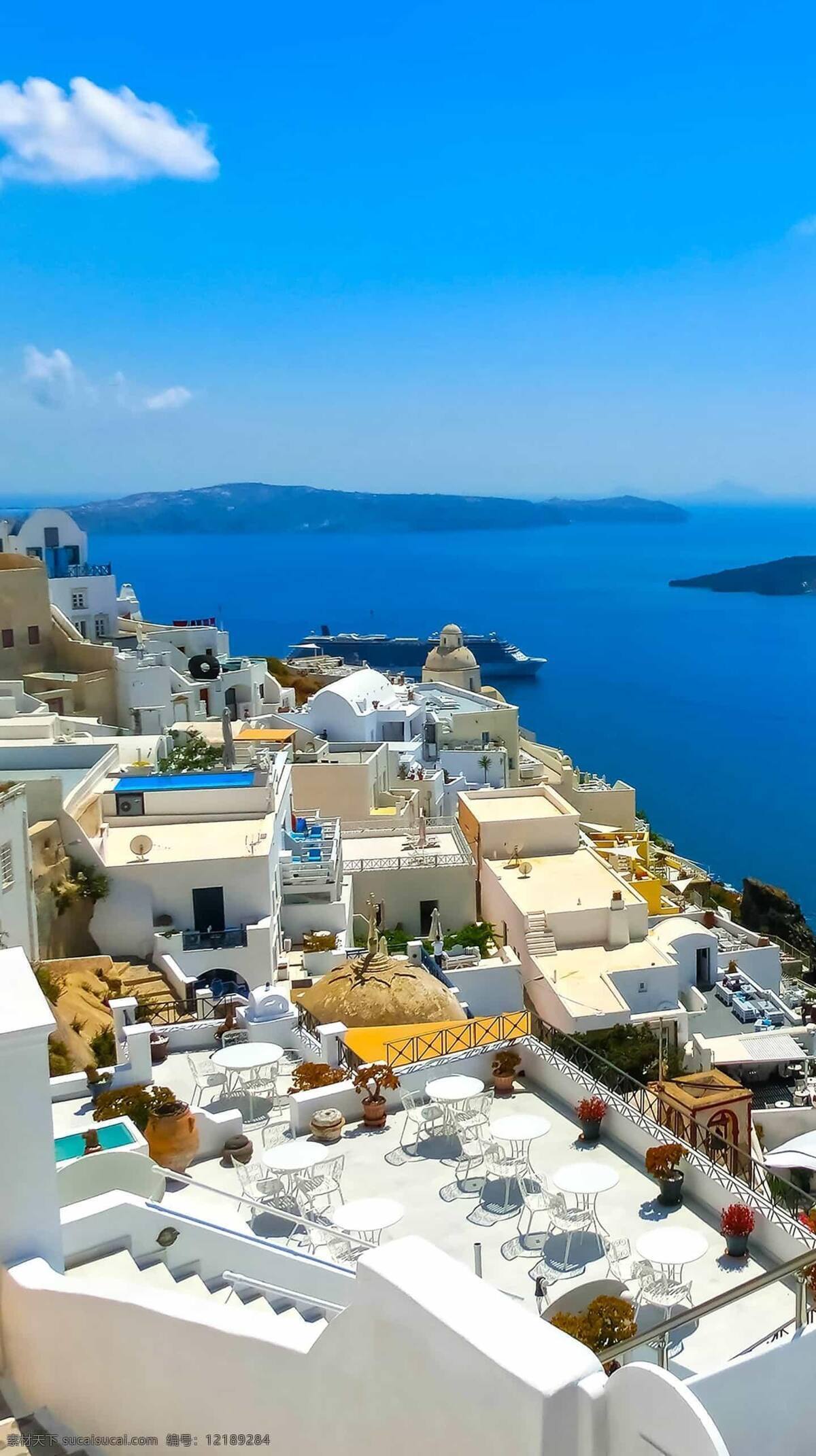 旅行 希腊 白色 村庄 小镇 爱情海 蓝色 天空 大海 旅游摄影 国外旅游