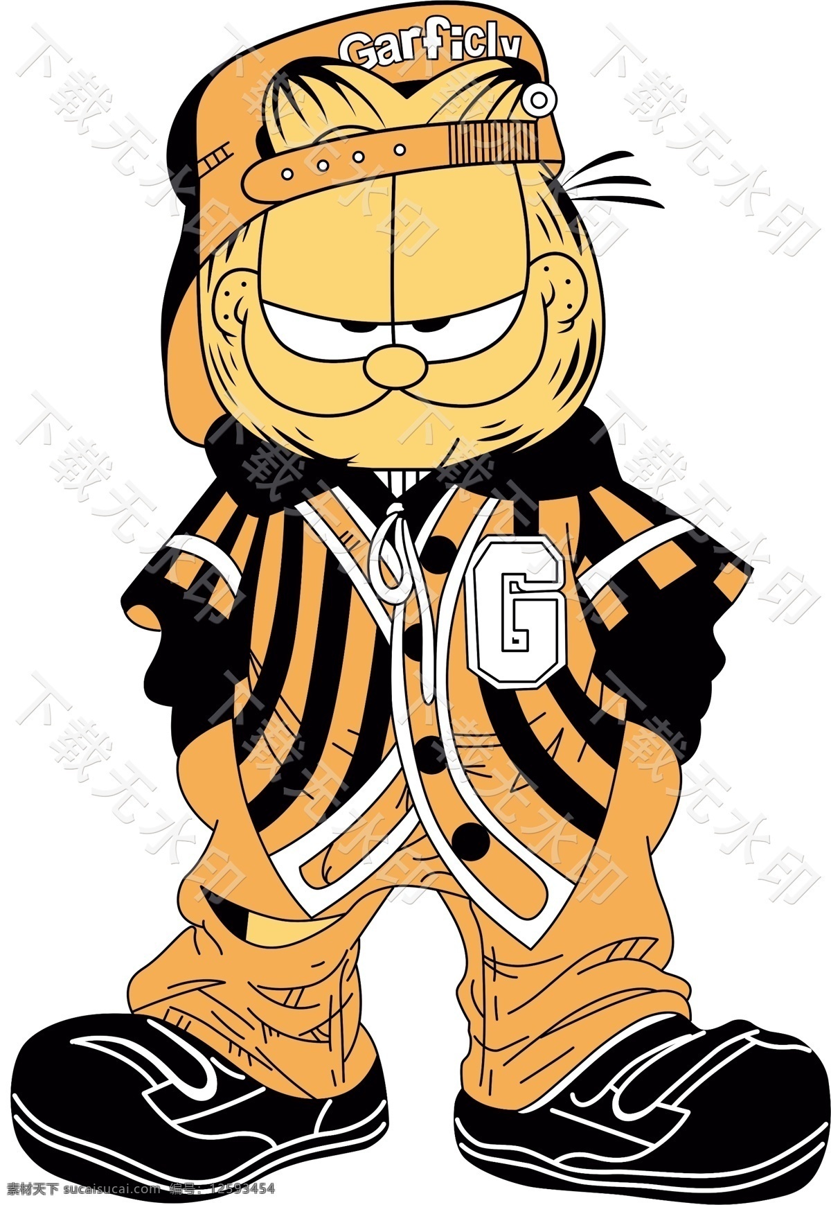 加菲猫 潮 牌 卡通 动漫 潮流 恶搞 潮牌 数码印花 柯式烫画 裁片 动漫动画 动漫人物 分层
