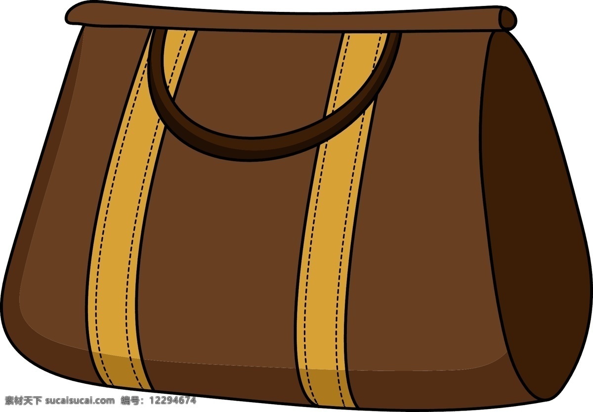 手绘 咖 色 行李箱 插画 手绘行李箱 手提包 旅游包 旅行包 度假 黄色条纹插画