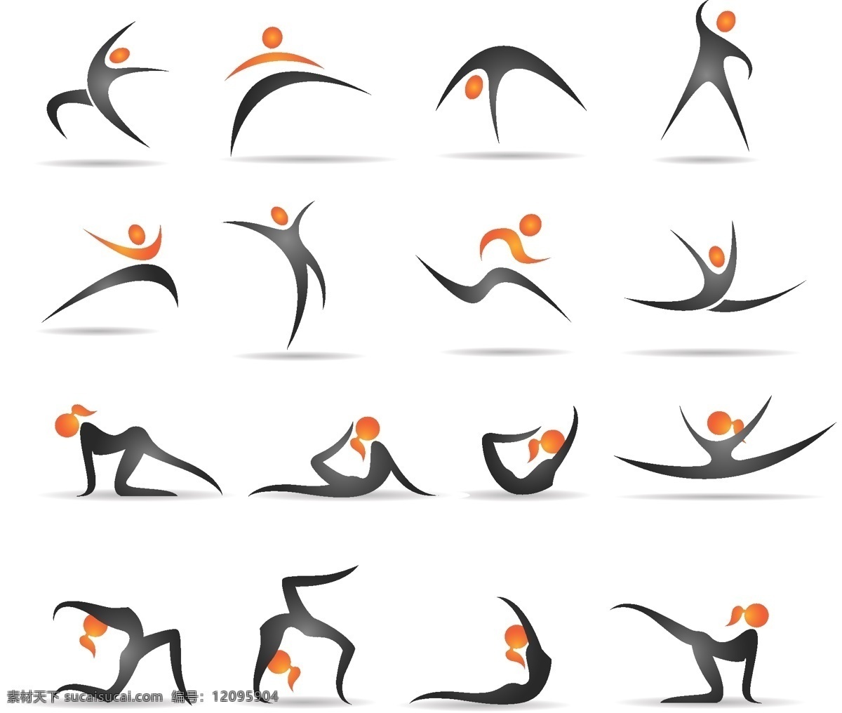 体操 动作 演示 步骤 剪影 体育 小人 瑜伽 造型 演示图 矢量图