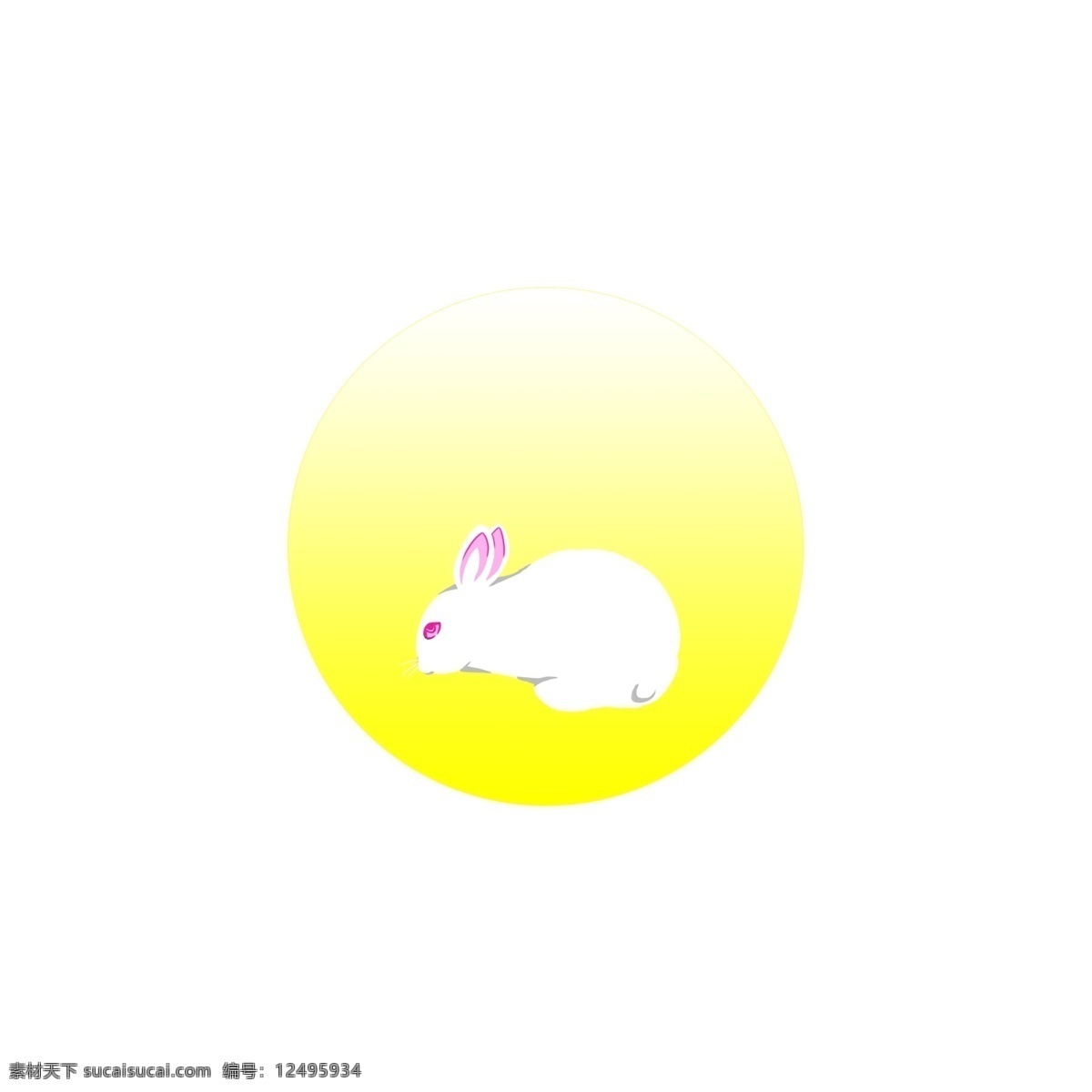 手绘 风 秋 节 圆月 兔子 元素 中秋节 月亮 黄色 渐变 月兔