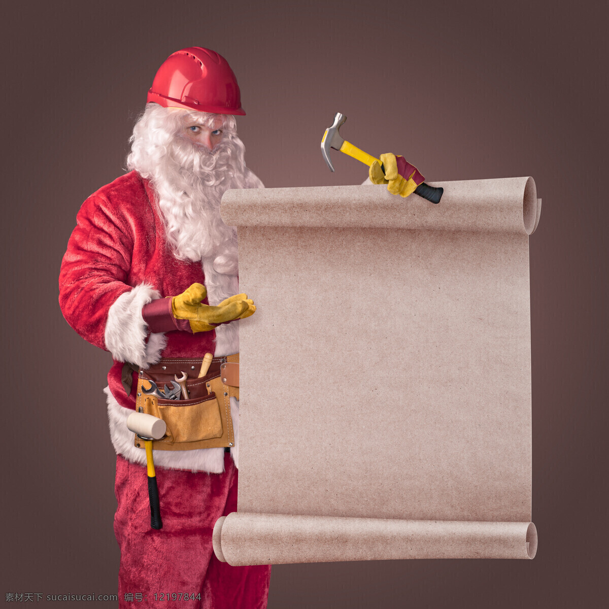 卷 纸 圣诞老人 站着 工具 圣诞节 节日庆典 生活百科